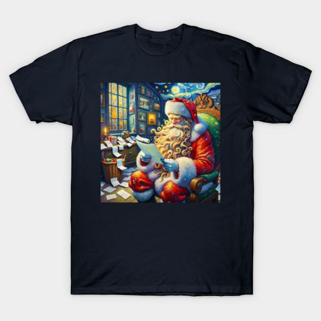 Stellar Santa - Starry Night Sky Holiday Art Prints T-Shirt by Edd Paint Something